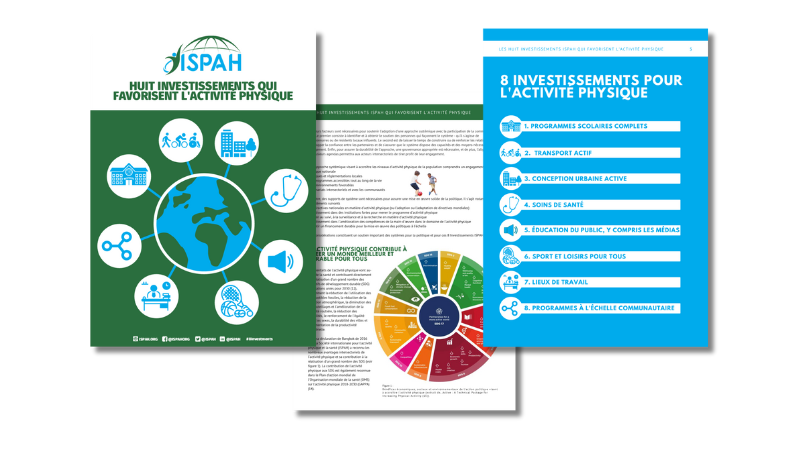 Les bienfaits de l'activité physique vont audelà de la santé et contribuent directement à la réalisation d'un grand nombre des objectifs de développement durable (SDG) des Nations unies pour 2030 (12), notamment la réduction de l'utilisation des combustibles fossiles, la réduction de la pollution atmosphérique, la diminution des embouteillages et l'amélioration de la sécurité routière, la réduction des inégalités, le renforcement de l'égalité entre les sexes, la durabilité des villes et l'augmentation de la productivité industrielle. 