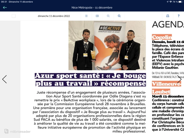 Nice-Matin - JE BOUGE+au travail - Active Workplace Awards