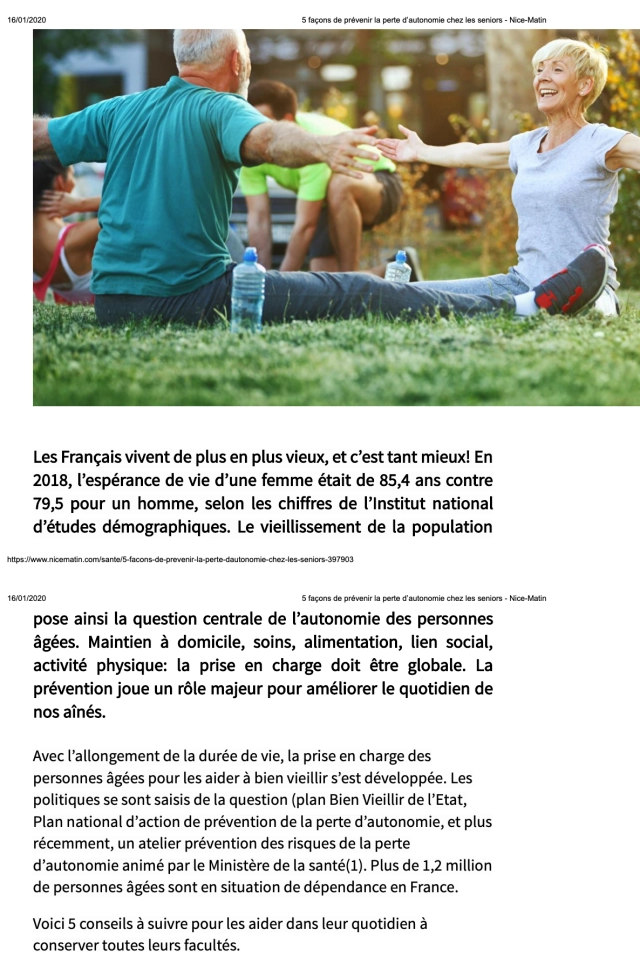 Nice-Matin - Prévention Active Senior