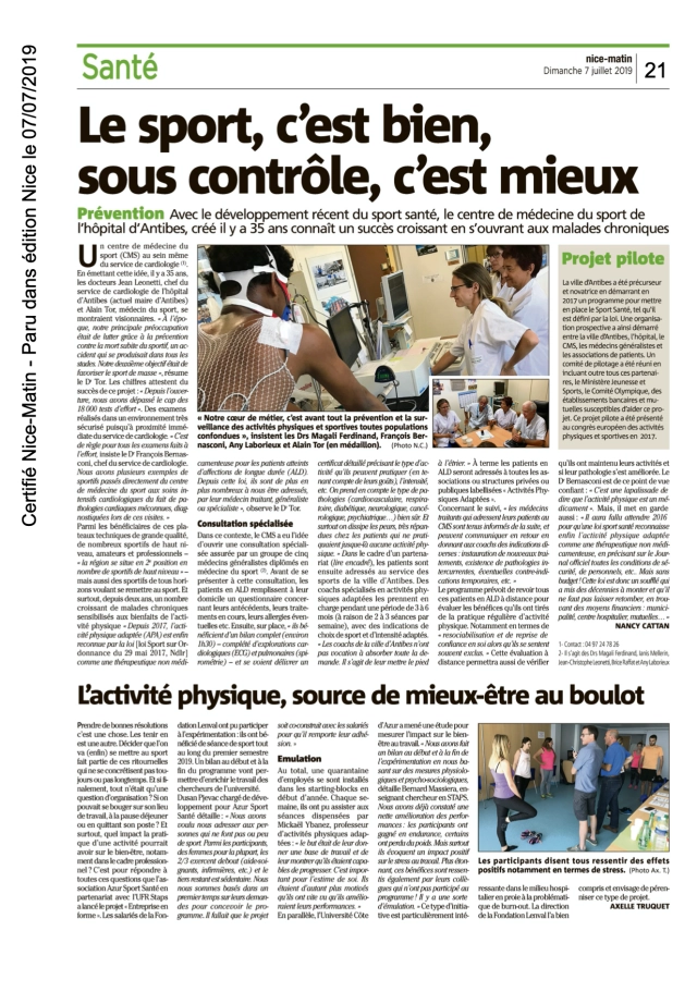 Nice-Matin - Activité Physique Adaptée
