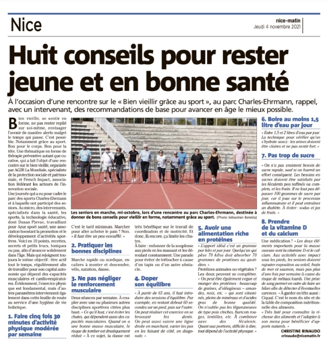 Nice-Matin - Bien vieillir grâce au sport