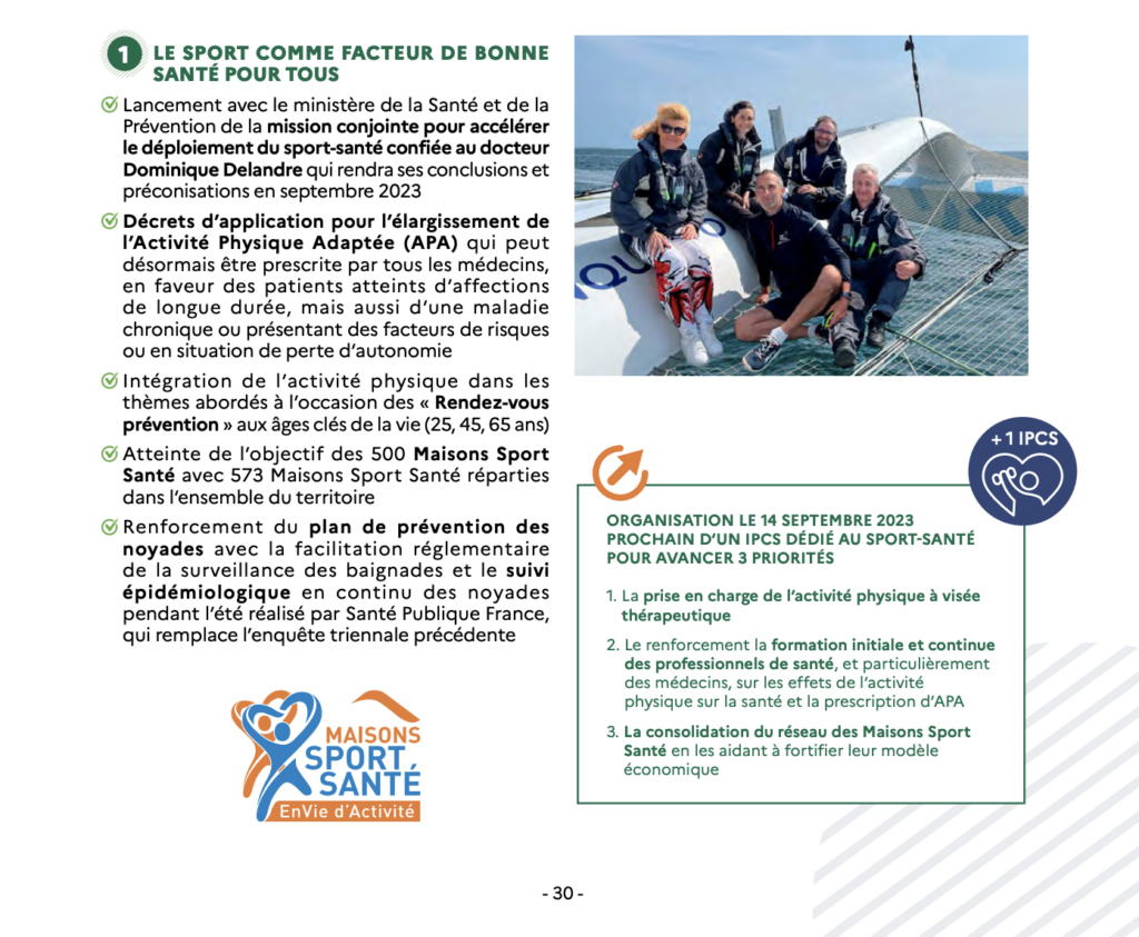 Un an d'action au service du sport français - Point sur le sport santé