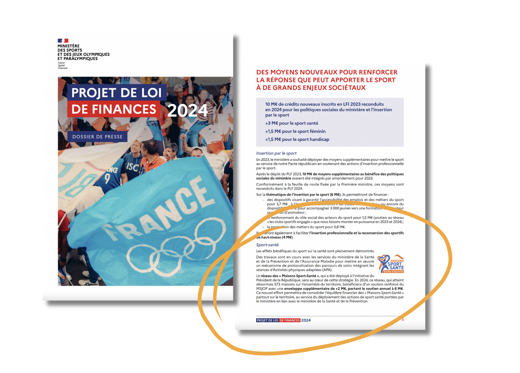 Une enveloppe supplémentaire de +2 M€ est accordée aux 573 Maisons Sport Santé du territoire en 2024 pour soutenir le déploiement des actions de sport santé