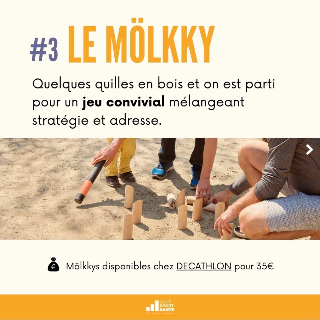 Le Mölkky, un jeu convivial similaire au bowling mais praticable en nature, sur du gazon, du sable ou un sentier en terre. 